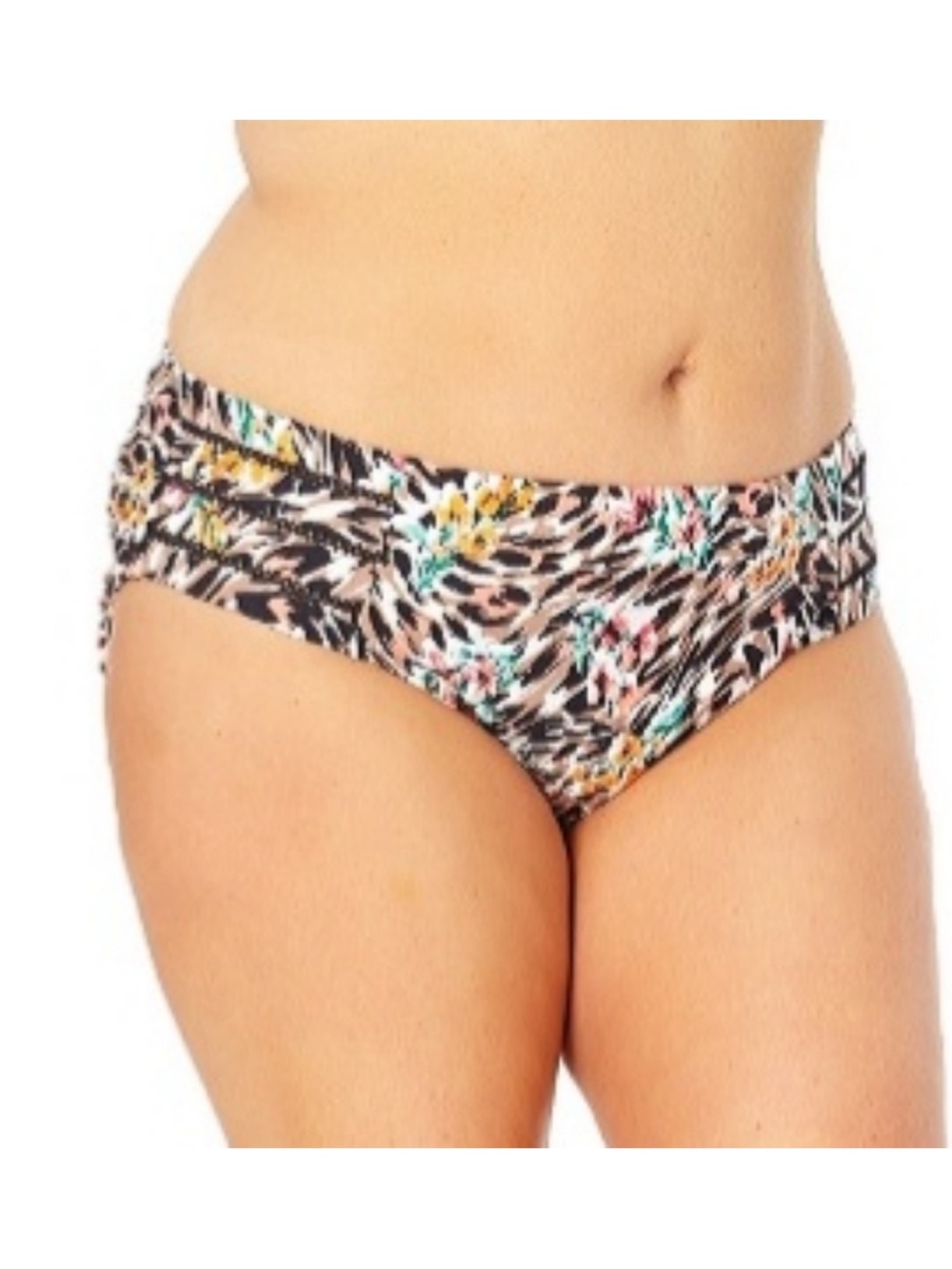 Time And Tru Animal Print Floral Mid Rise Swim Bottoms Plus Size 2X